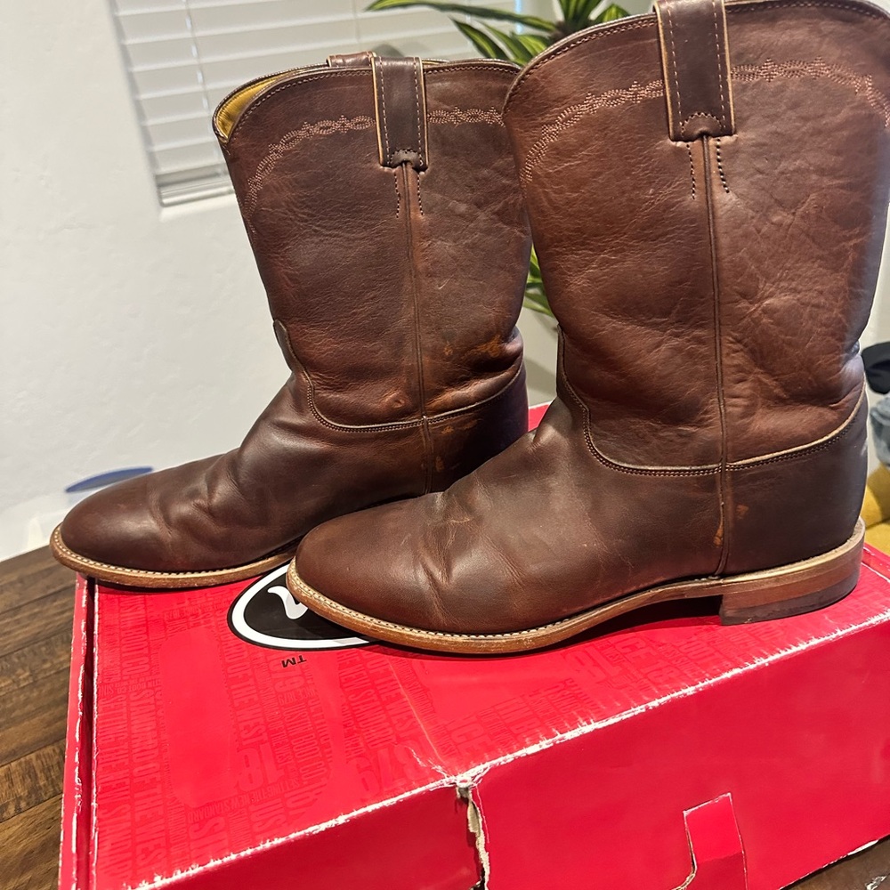 Justin - Men's Brown Leather Western Pull-On Boots